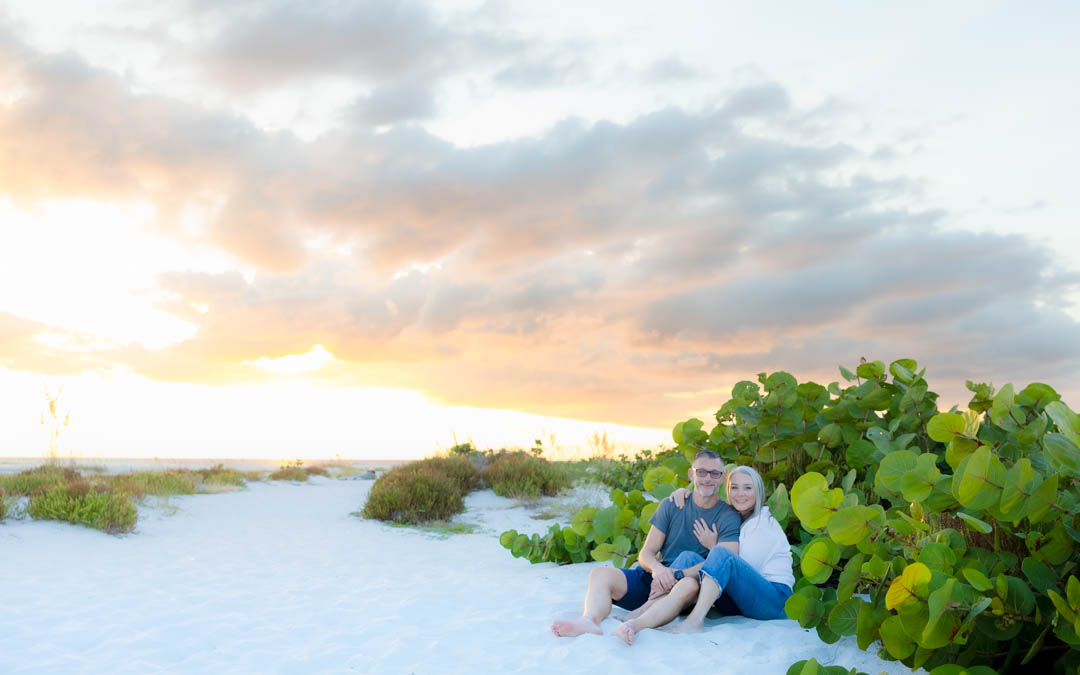 Couple at Lido during golden hour.